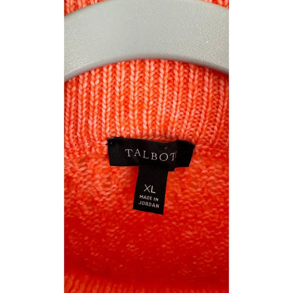 Talbots Mock Neck Wool Blend Sweater Pullover Womens XL Orange Long Sleeve